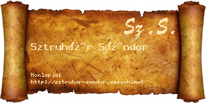 Sztruhár Sándor névjegykártya